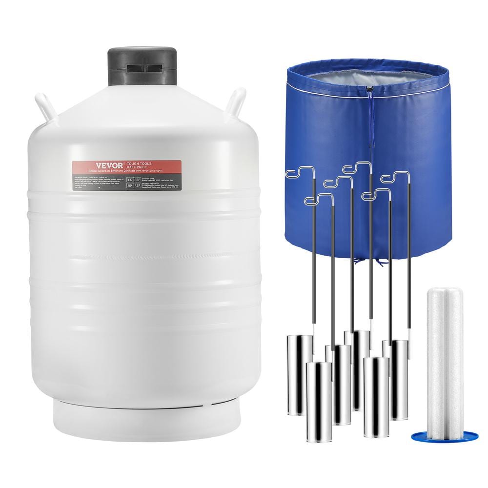 VEVOR Liquid Nitrogen Tank 30 L Aluminum Alloy LN2 Container Dewar 6 Canisters Carry Bag with Straps, Cryogenic Tank