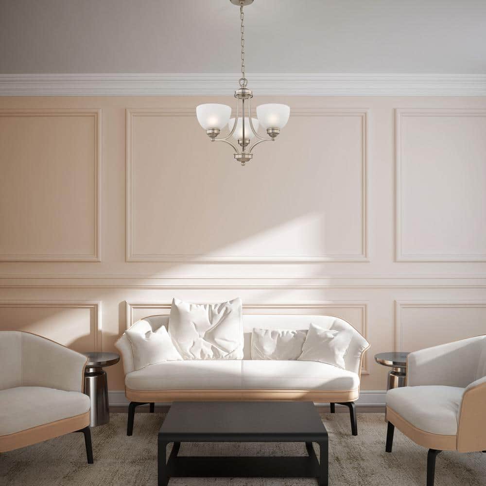 Somerset Brushed Nickel 3-Light Chandelier with Satin Glass