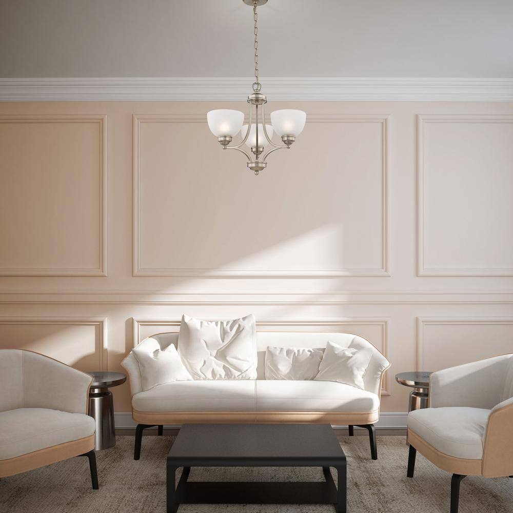Somerset Brushed Nickel 3-Light Chandelier with Satin Glass