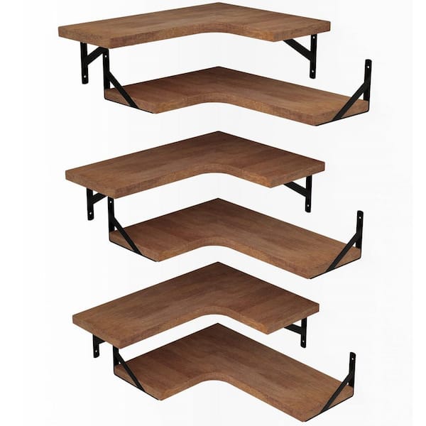 15.6 in. W x 11.8 in. D Brown Corner Floating Decorative, Set of 6