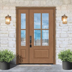 Regency 51 in. x 80 in. 3/4 Lite 4SDL Oasis Deco Glass LHOS Prefinish AutumnWht Fiberglass Prehung Front Door 112 in. SL