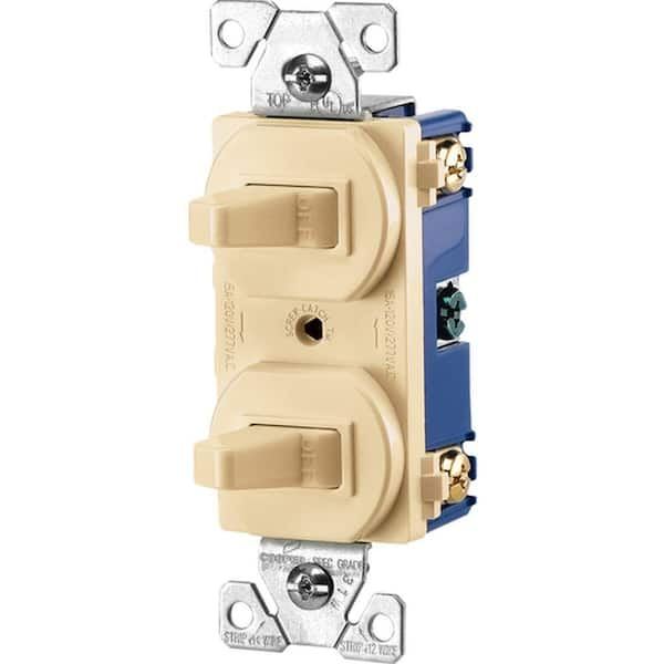 Eaton Commercial Grade 15 Amp Combination Single Pole Toggle Switch and 3-Way Switch, Ivory