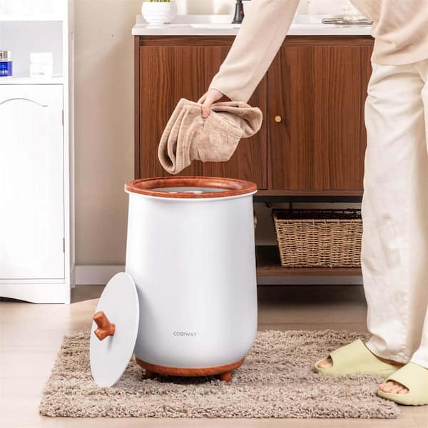 23L Single Towel Holder Electric Plug-In Bathroom Towel Warmer Bucket 4 Timer with 3-Level Heating Brown