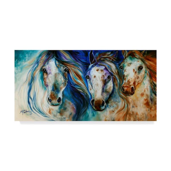 Trademark Fine Art 3 Wild Appaloosa Horses by Marcia Baldwin Hidden Frame Animal Wall Art 24 in. x 47 in.