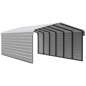 12 ft. W x 29 ft. D x 7 ft. H Eggshell Galvanized Steel Carport with 2-sided Enclosure