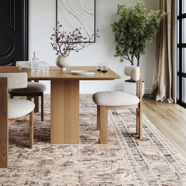 Keyara Spill Proof Washable Stone 8 ft. x 8 ft. Indoor Area Rug