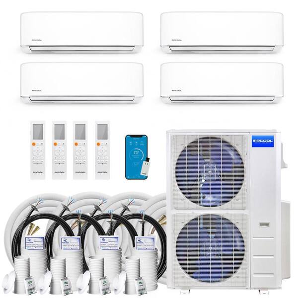 MRCOOL DIY 39,000 BTU 3.25 Ton 4-Zone Ductless Mini Split AC with Heat Pump - 230V 1-16' 1-25' 1-66' 1-75' Install Kit