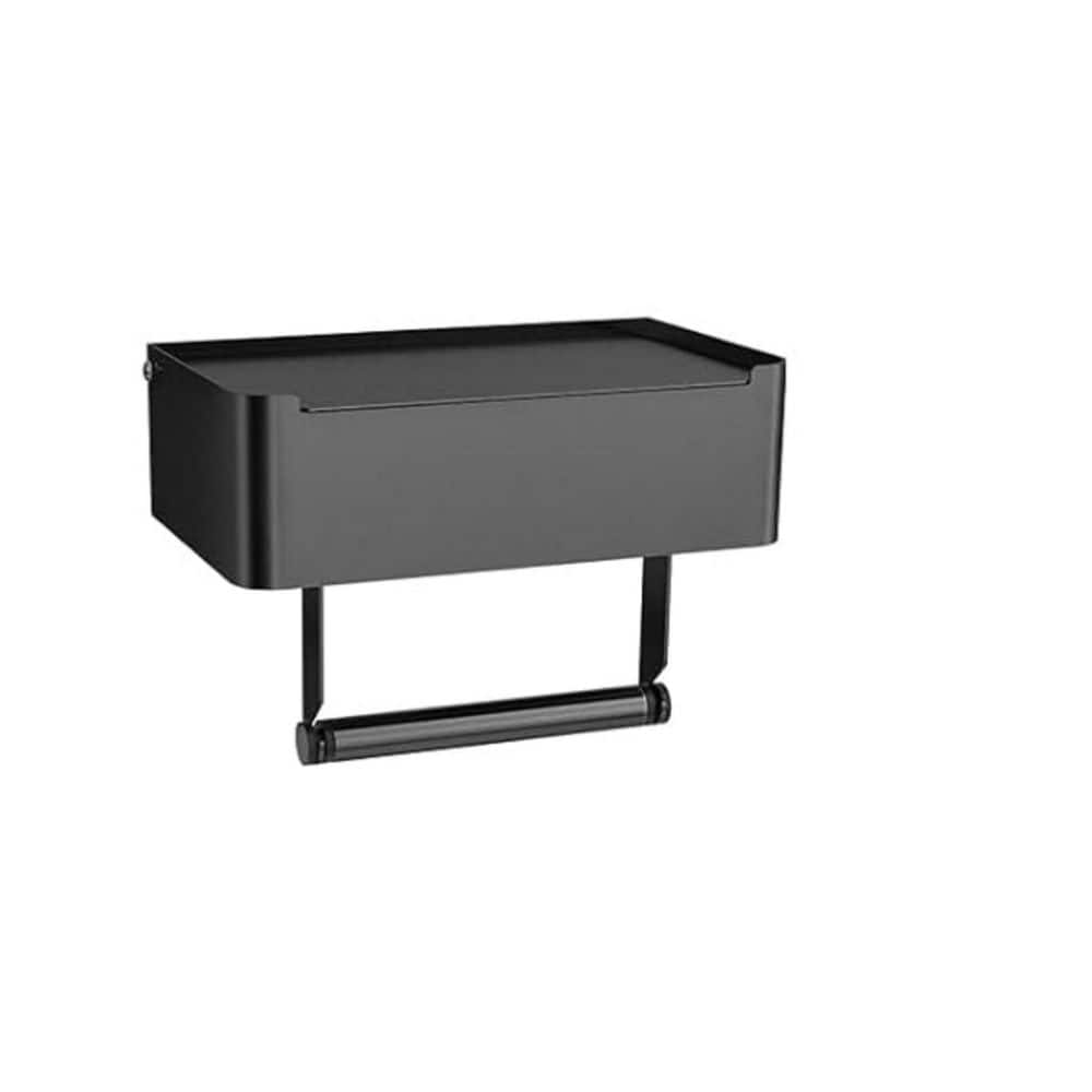 8.1 in. Wall-Mount Toilet Paper Holder with Shelf in Black, Flushable Wipes Dispenser Fits for Bathroom Wipe Storage price history on PriceWatchPro