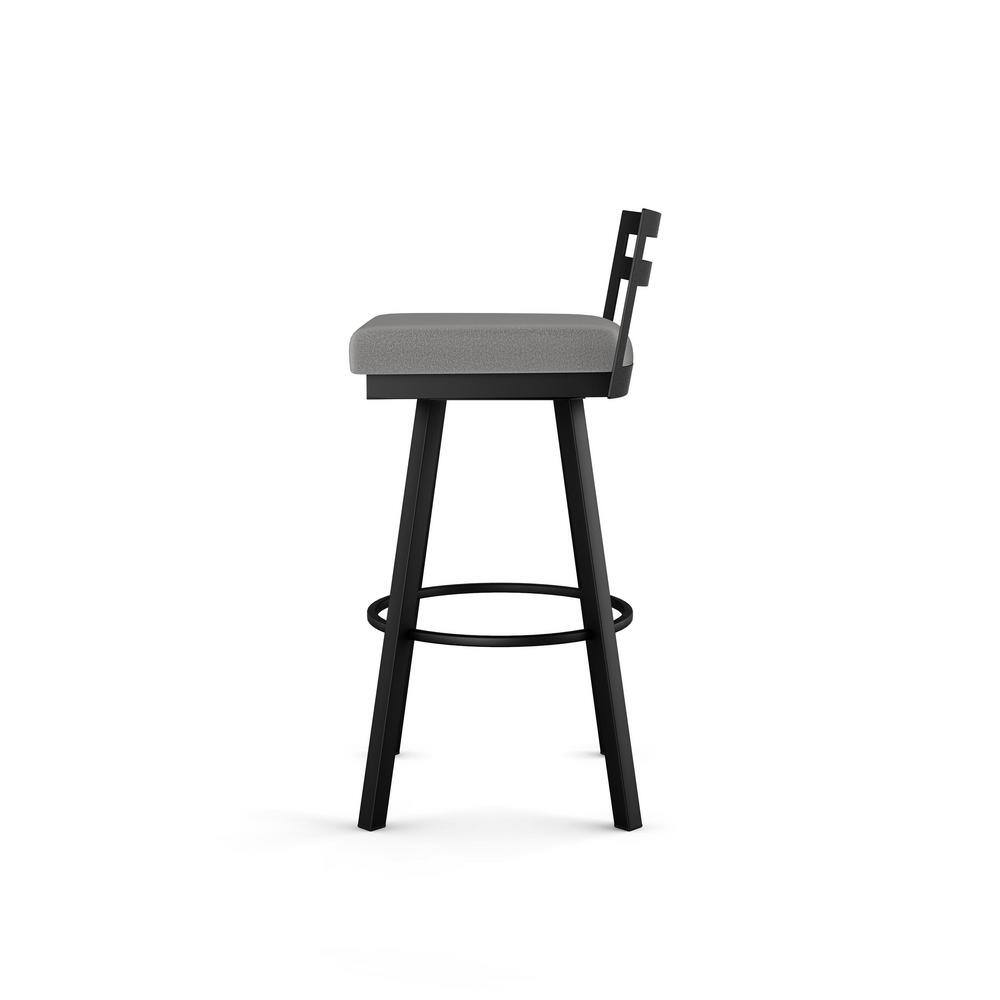 Derek 30'' Gray Polyester and Black Metal Swivel Bar Stool