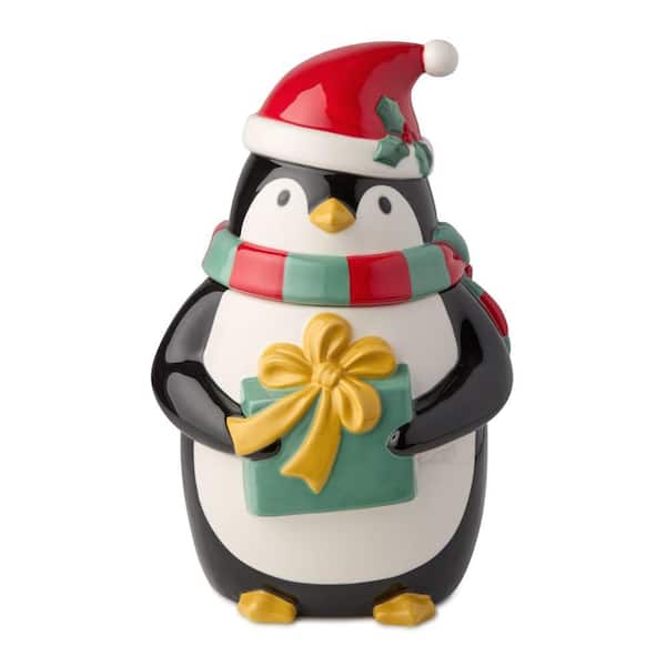 Christmas Whimsy Penguin 3-D Cookie Jar
