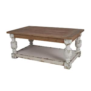 Alcott 48 in. White Large Rectangle Wood Coffee Table with Shelf