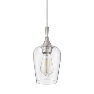 Arlo 1-Light Brushed Nickel Modern Mini Pendant with Clear Glass Shade