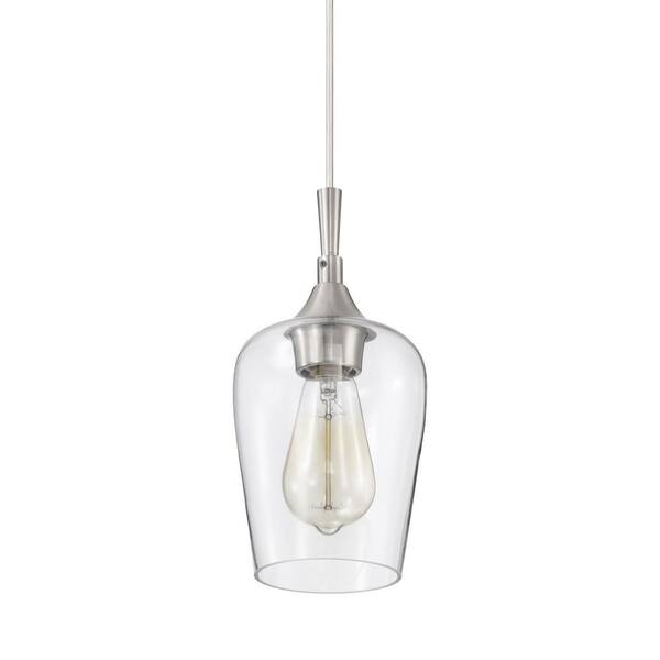 Edvivi Arlo 1 Light Brushed Nickel Modern Mini Pendant With Clear Glass Shade Epj2941bn The 7004