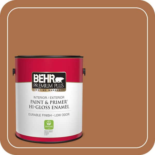 BEHR PREMIUM PLUS 1 gal. #260D-7 Copper Mountain Hi-Gloss Enamel Interior/Exterior Paint & Primer