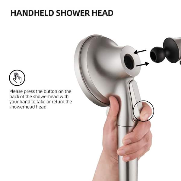 7-Spray Pattern 4.92 in. Wall Mount Handheld Shower Heads 1.8 GPM with Filter Removable Shower Hose in Brushed Nickel