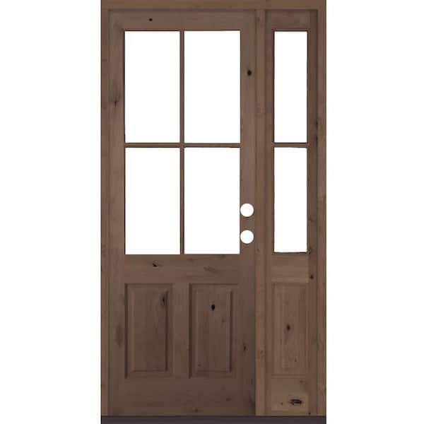 Krosswood Doors 56 in. x 96 in. Alder Left-Hand/Inswing 4-Lite Clear Glass Provincial Stain Wood Prehung Front Door/Right Sidelite