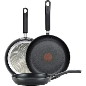 3-Piece Black Aluminum Nonstick Induction and Stove Top Frying Pans Set