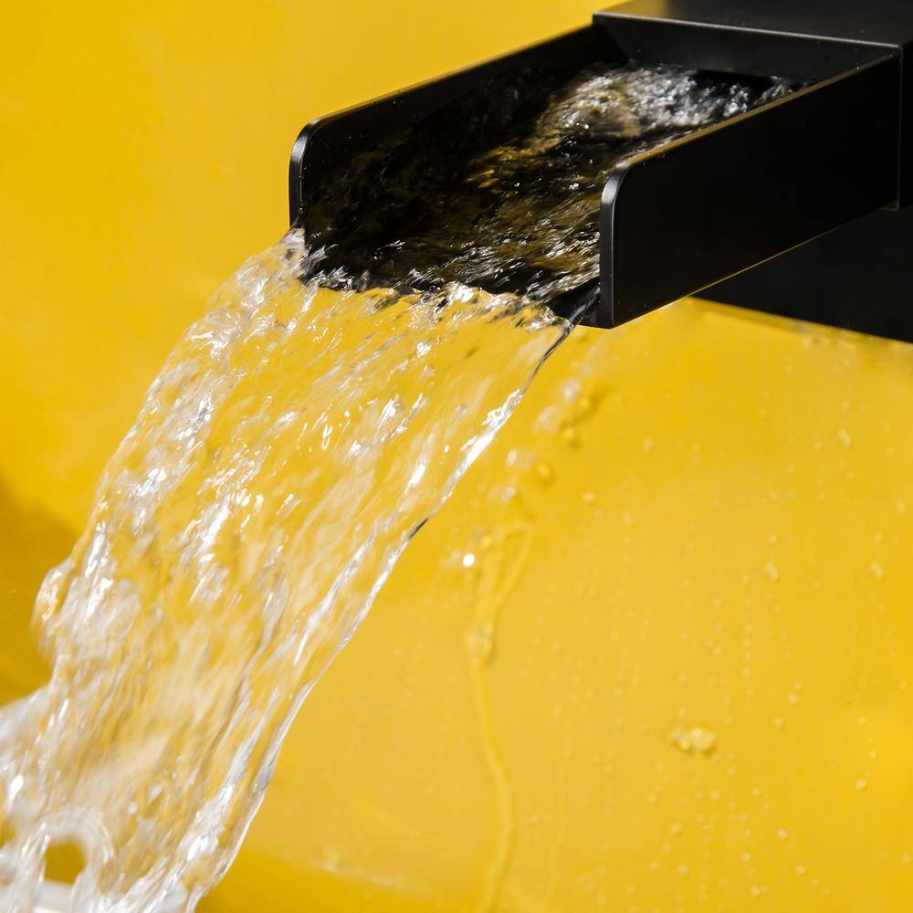 Matte Black Wall-Mount Single-Handle Waterfall Bathroom Faucet