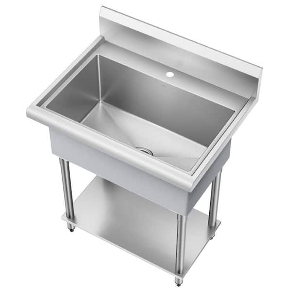 Standart Pro 24 Gal. 32 in. x 24 in. Freestanding Laundry/Utility Sink Stainless Steel with Sink Strainer