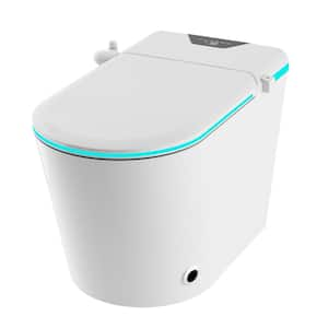 1-Piece Tankless Elongated Smart Toilet Bidet in White with Manual Open/Close, Heated Seat, Warm Dryer, Remote Control