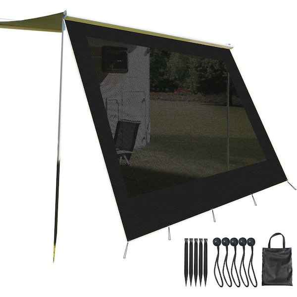 19 '3''x8' Heavy-Duty 600D PVC Mesh Camping Trailer Awning Sun Shade Screen for UV Protection and Privacy