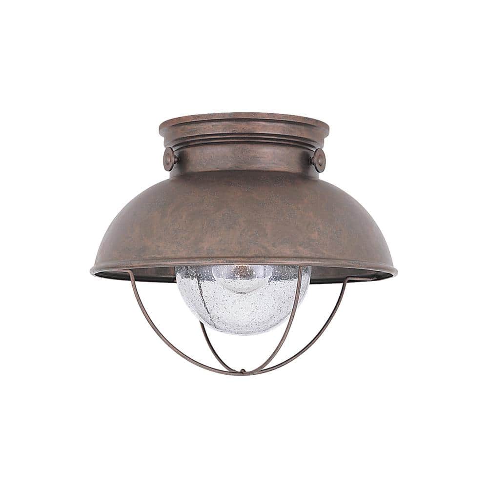 Sebring 1-Light Weathered Copper Outdoor Flush Mount Light with Clear Seeded Glass Diffuser price history on PriceWatchPro