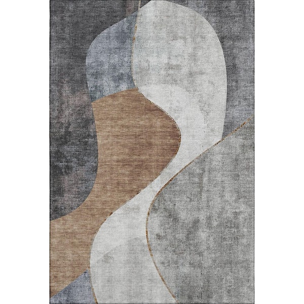 Addison Rugs Mayfield Premium Machine Washable Indoor/Outdoor Geometric AMF633 Gray 10 ft. x 14 ft. Area Rug