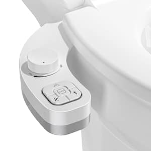 White Dual Nozzle Non-Electric Bidet Part Bidet Attachment with Nozzle Self Cleaning and Adjustable Water Pressure