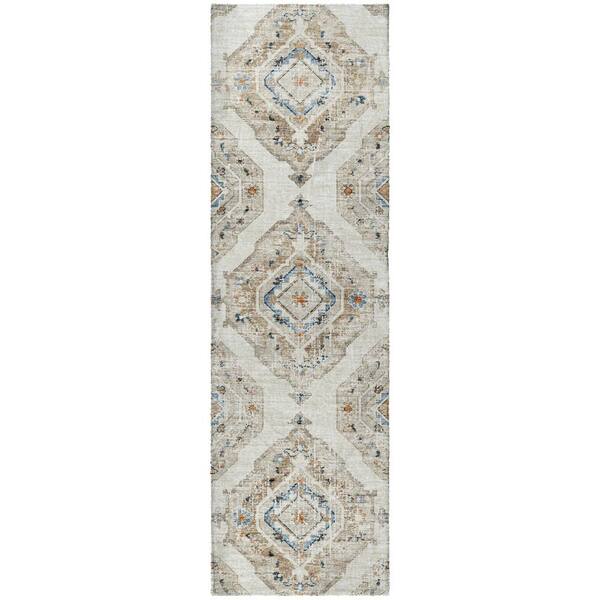 Dream Shag Premium Machine Washable Abstract ADS91 Linen 2 ft. x 7 ft. Runner Rug