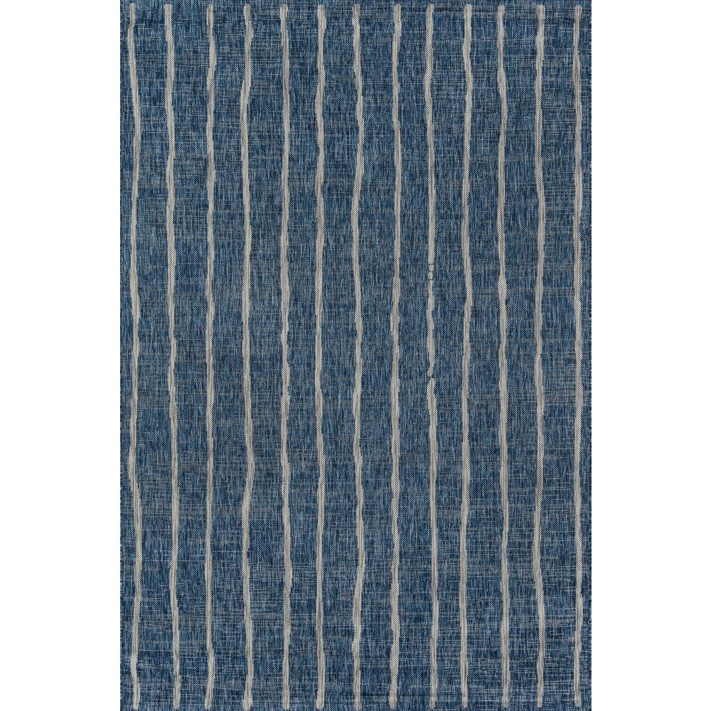 Coastal Stripe Blue Synthetic 5'3" x 7'6" Easy-Care Area Rug