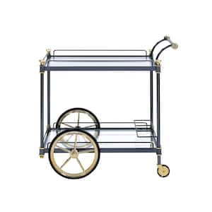 Cyrus Black and Clear Glass Serving Cart