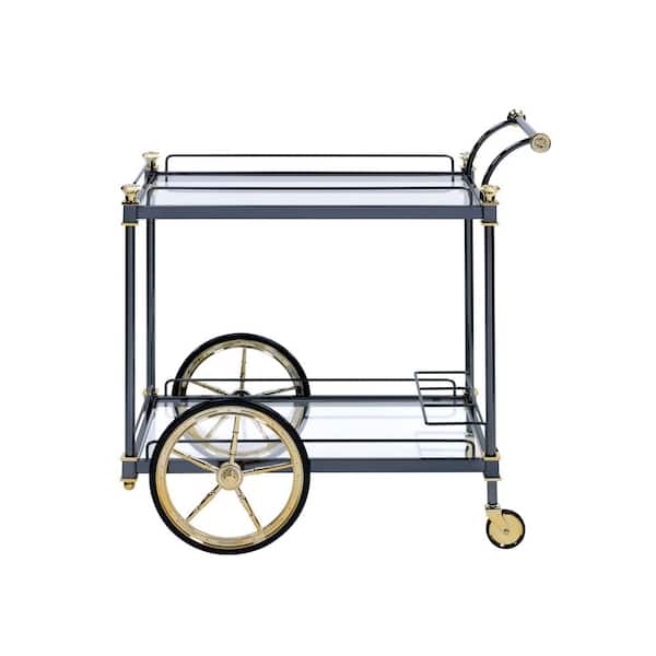 Acme Furniture Cyrus Black and Clear Glass Serving Cart 98370 - The Home  Depot