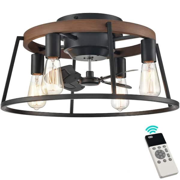 CLAXY 20.47 in. 4-Light Black Flush Mount with No Glass Shade and No Light Bulb Type Included (1-Pack)