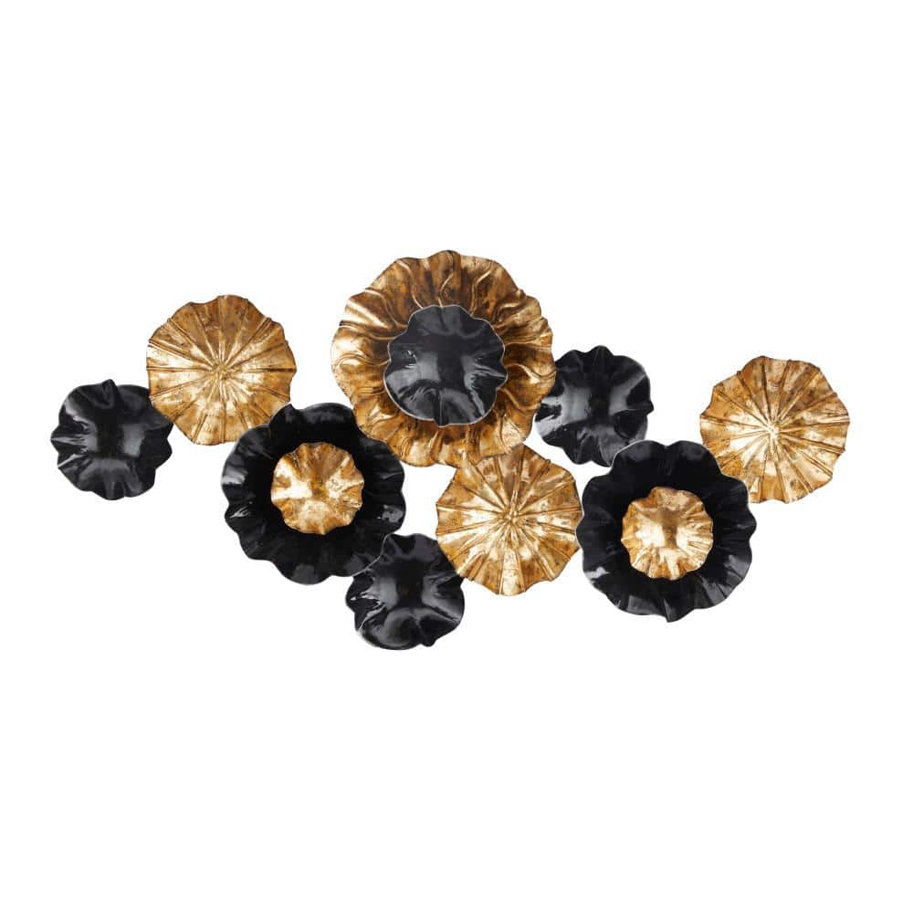 46 in. x 24 in. Metal Gold Plate Wall Decor with Textured Pattern