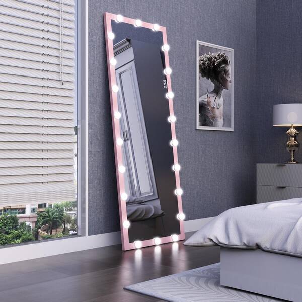 Modern 23.3 in. W x 62.6 in. H Rectangular Pink Metal Frame Wall