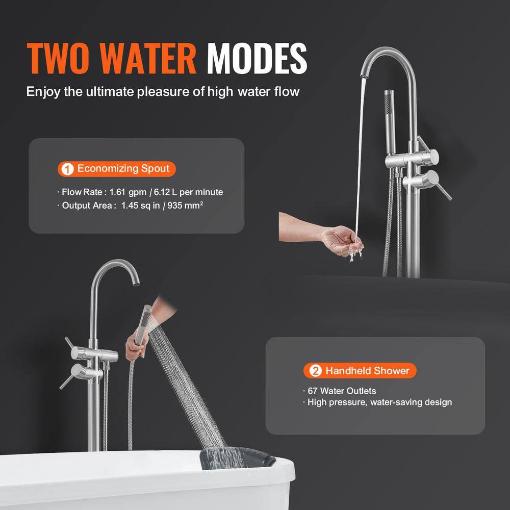 Brushed Nickel Freestanding Bathtub Faucet with Hand Shower