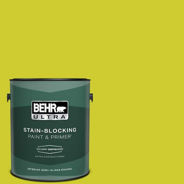 BEHR ULTRA 1 gal. #S-G-400 Lime Pop Extra Durable Semi-Gloss Enamel Interior Paint & Primer