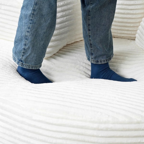 50 in. W Corduroy Deep Seat Accent Chair with 3 Removable Pillows in Beige