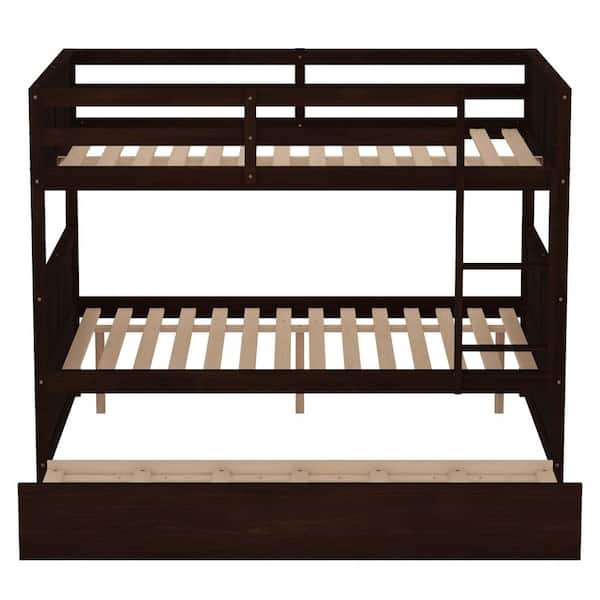 Unbranded Espresso Full Over Full Bunk Bed
