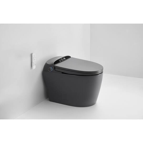 Elongated Bidet Toilet 1.1 GPF in Gray with Water Tank, Auto Flush, Automatic Flip Cover, Heated Seat and Warm Air Dryer