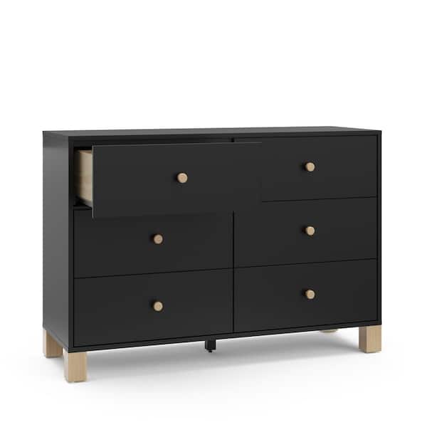 Storkcraft California Black and Driftwood 6-Drawer 47.72 in. Wide