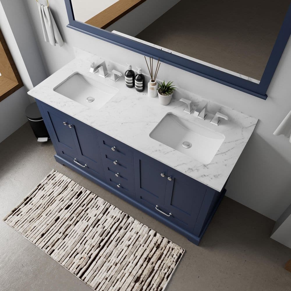 Dukes 59" Freestanding Double Vanity Cabinet in Navy Blue