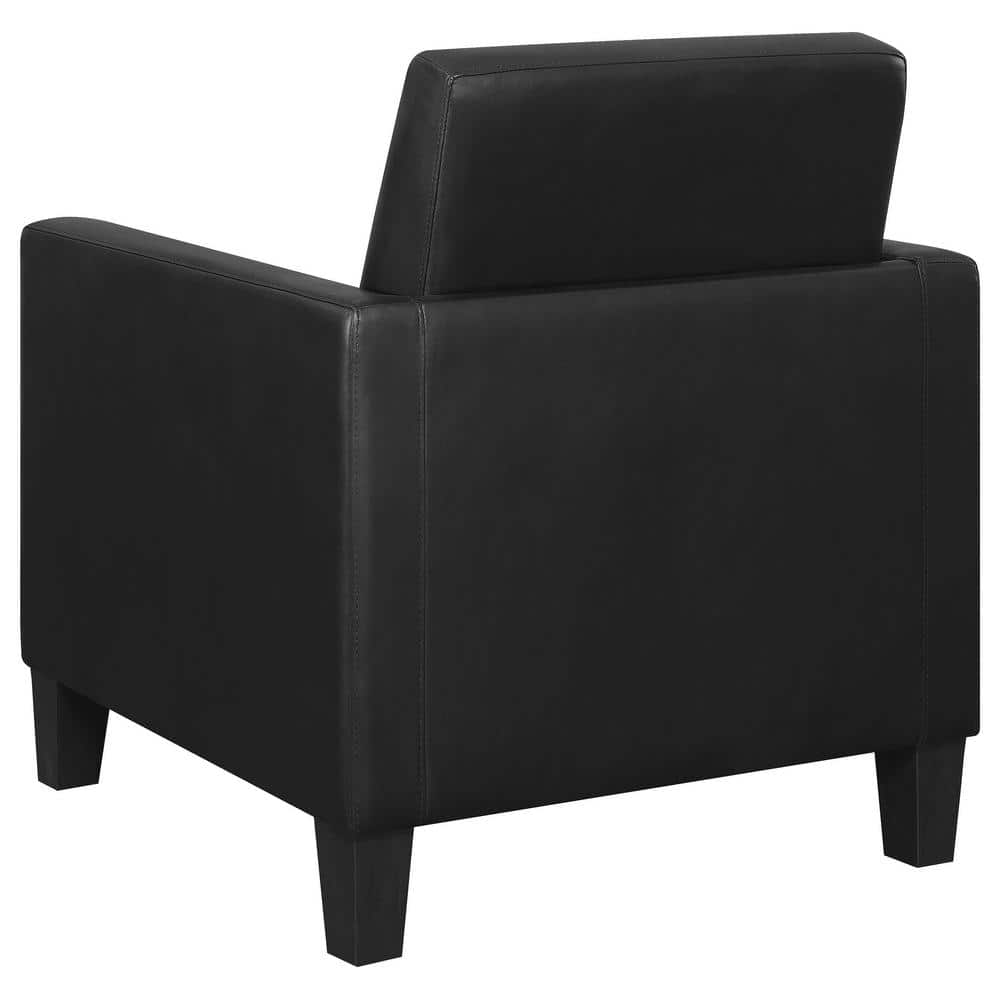 Modern Black Faux Leather Accent Chair with Track Arms