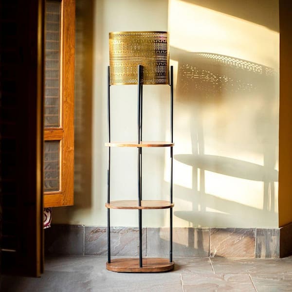 60 in. Black Mid-Century Modern 1-Light Smart 1-Way (On/Off) Standard Floor Lamp for Living Room with Linen Drum Shade