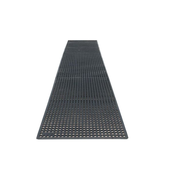 Rhino Anti-Fatigue Mats K-Series Comfort Tract Black 3 ft. x 15 ft. x 1/2 in. Grease-Resistant Rubber Kitchen Mat