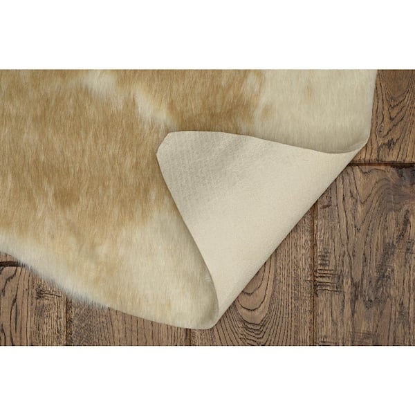 Crocus 4 ft. x 5 ft. Faux Hide Mini Caramel and Cream Mix Area Rug