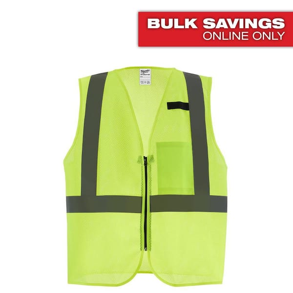 2X-Large/3X-Large Yellow Class 2 High Visibility Mesh One Pocket Safety Vest