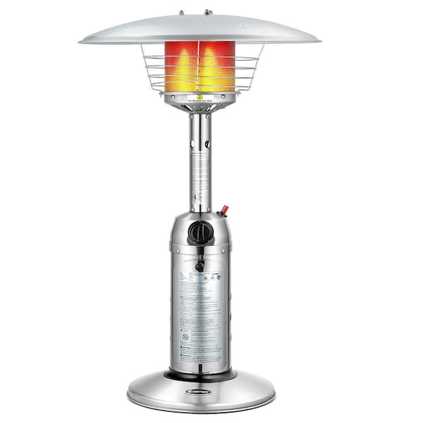 11000 BTU Commercial/Residential Portable Tabletop Silver Natural Gas Patio Heater