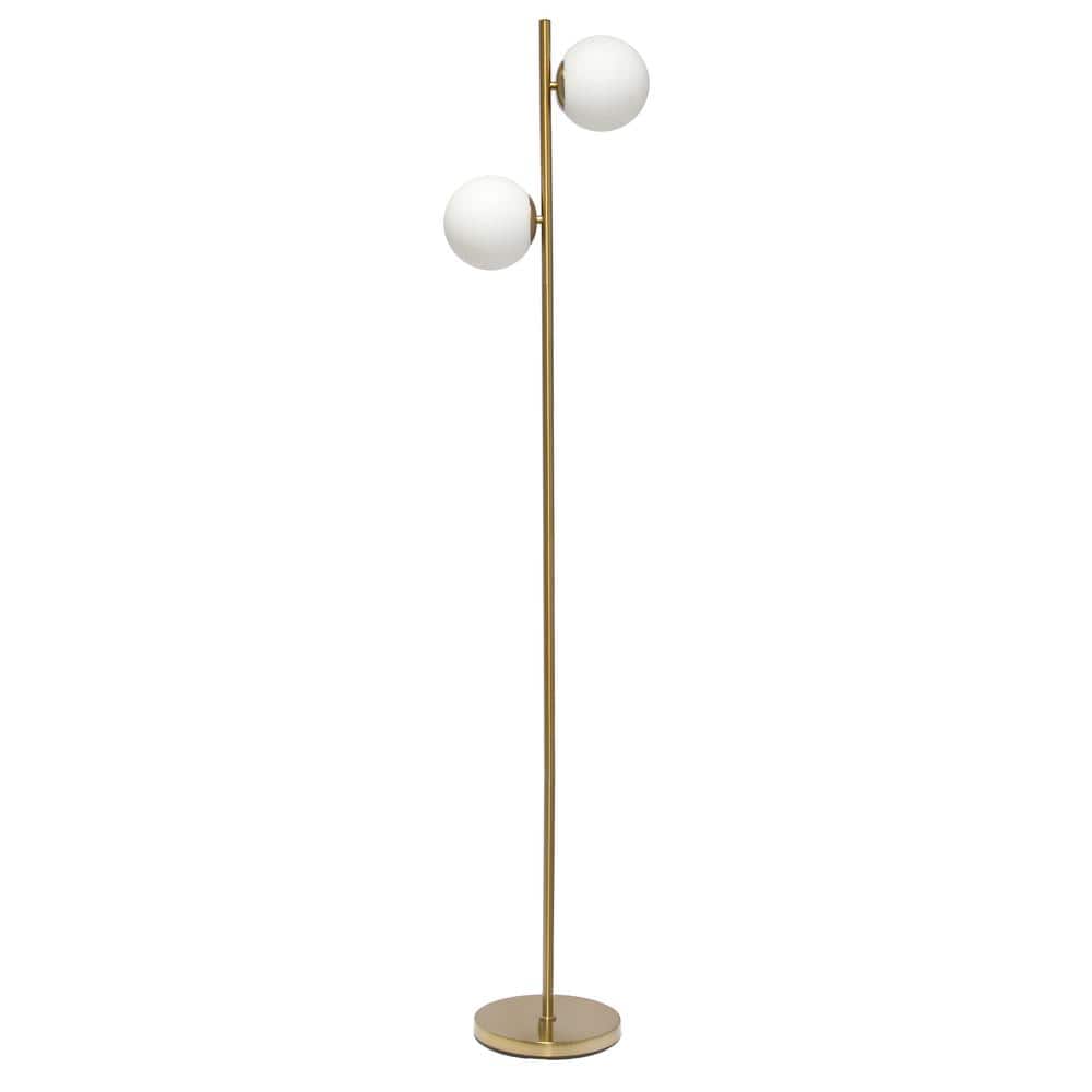 Simple Designs 66 in. Gold with White Shades Tall Mid Century Modern ...