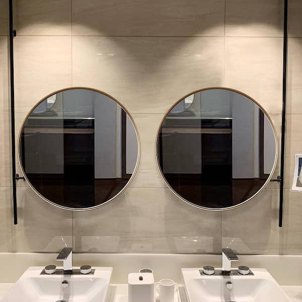 PRIMEPLUS 18 in. W x 18 in. H Small Round Mirrors Metal Framed Mounted  Mirror Wall Mirrors Bathroom Mirror Vanity Mirror in Gold PH-18181-CGD -  The Home Depot